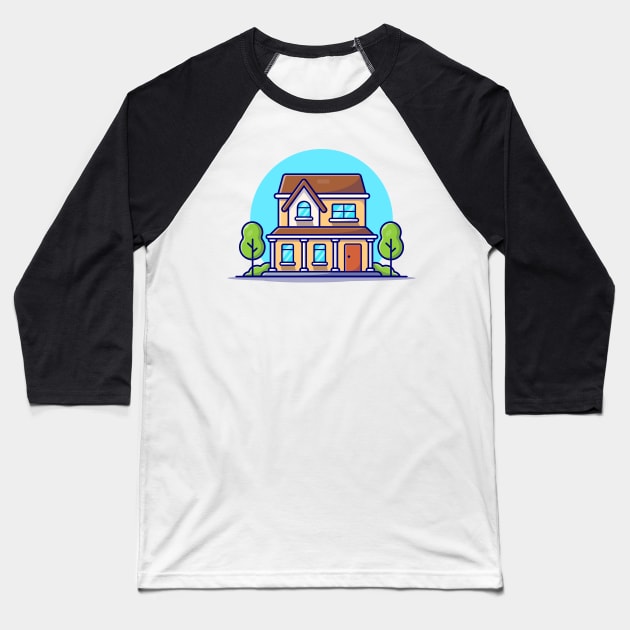 House Cartoon Vector Icon Illustration Baseball T-Shirt by Catalyst Labs